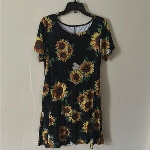 Sunflower Print Mini Dress